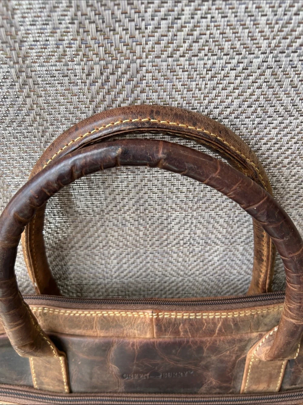 Greenburry distressed Leather Briefcase Messenger Bag in Brown